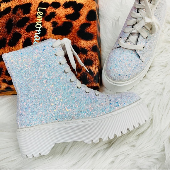 Shoes White Glitter Combat Boot Poshmark